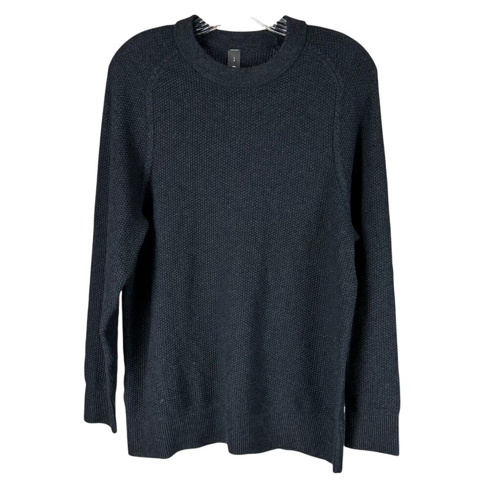 Lululemon Textured Knit Crewneck Sweater Heathered Black Men's Size Small EUC